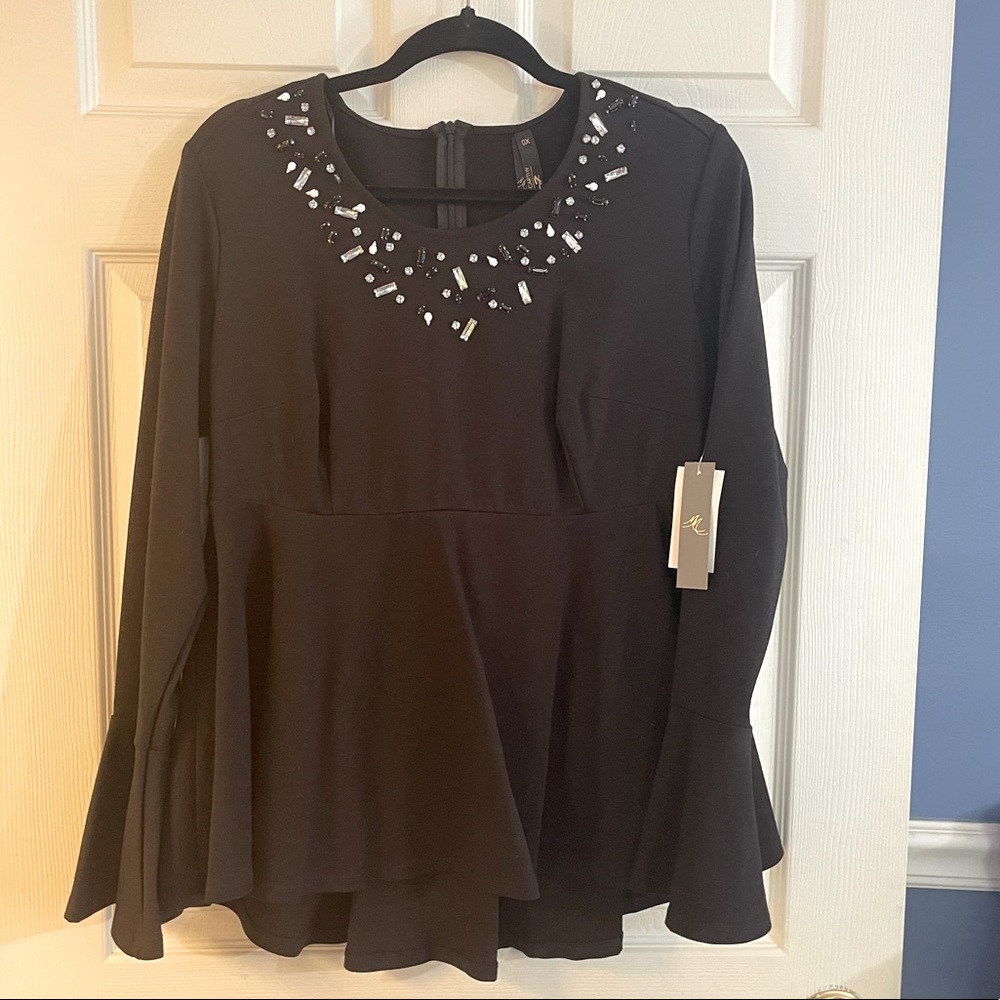 Seven7: Melissa McCarthy Peplum blouse Size 0X BNWT
